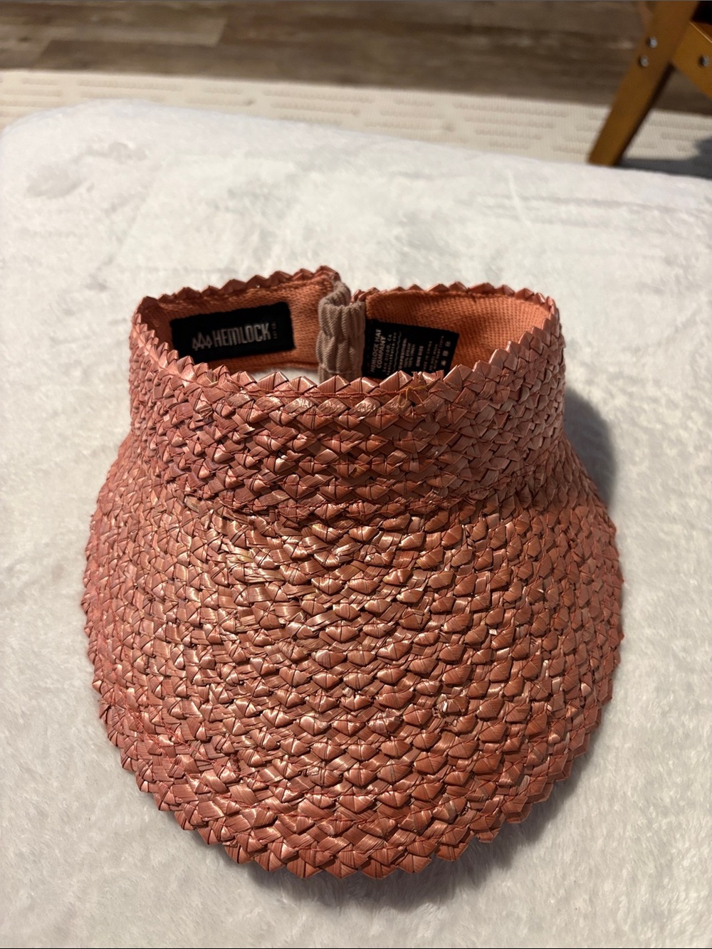 HEMLOCK Woven Straw Visor - Rose Gold